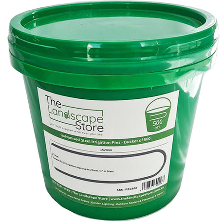 bucket of 500 galvanised steel matting pegs