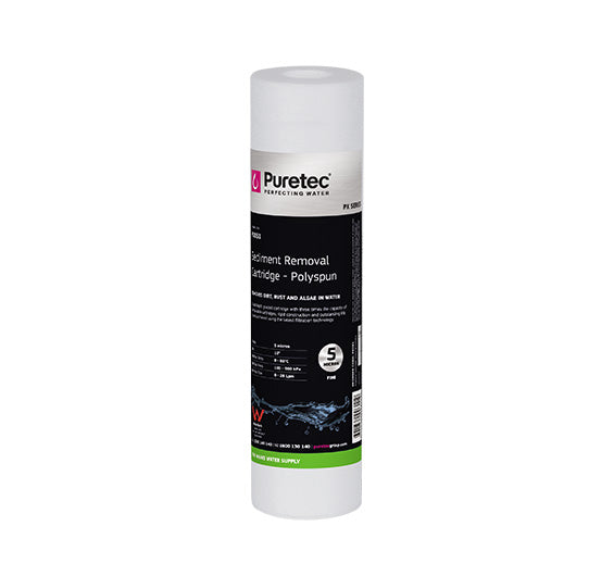 Puretec PX051 Polyspun 5 Micron Sediment Water Filter Cartridge 2.5" x 10"